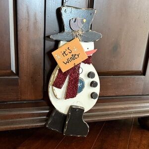 Snowman with Boots Wooden Door Hanger - 18” tall